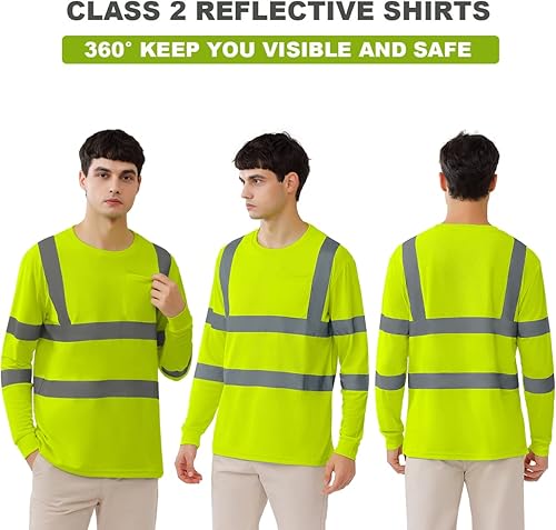 Miniatura 3 de Camisa de seguridad con logotipo personalizado Hi Vis Clase 2 Camisa reflectante de alta visibilidad con bolsillo Camisa de trabajo amarilla de
