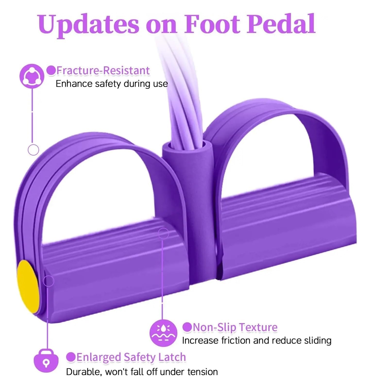 Widerstandsbänder mit Griffen Pedal mit Griffen, langlebiges 6-Röhren-Multifunktions-Widerstandsband | Fußpedal-Widerstandsbänder aus Naturkautschuk, Fitness-Widerstandsbänder for Bauch, Taille, Arm, Bein, Pilates (lila)
