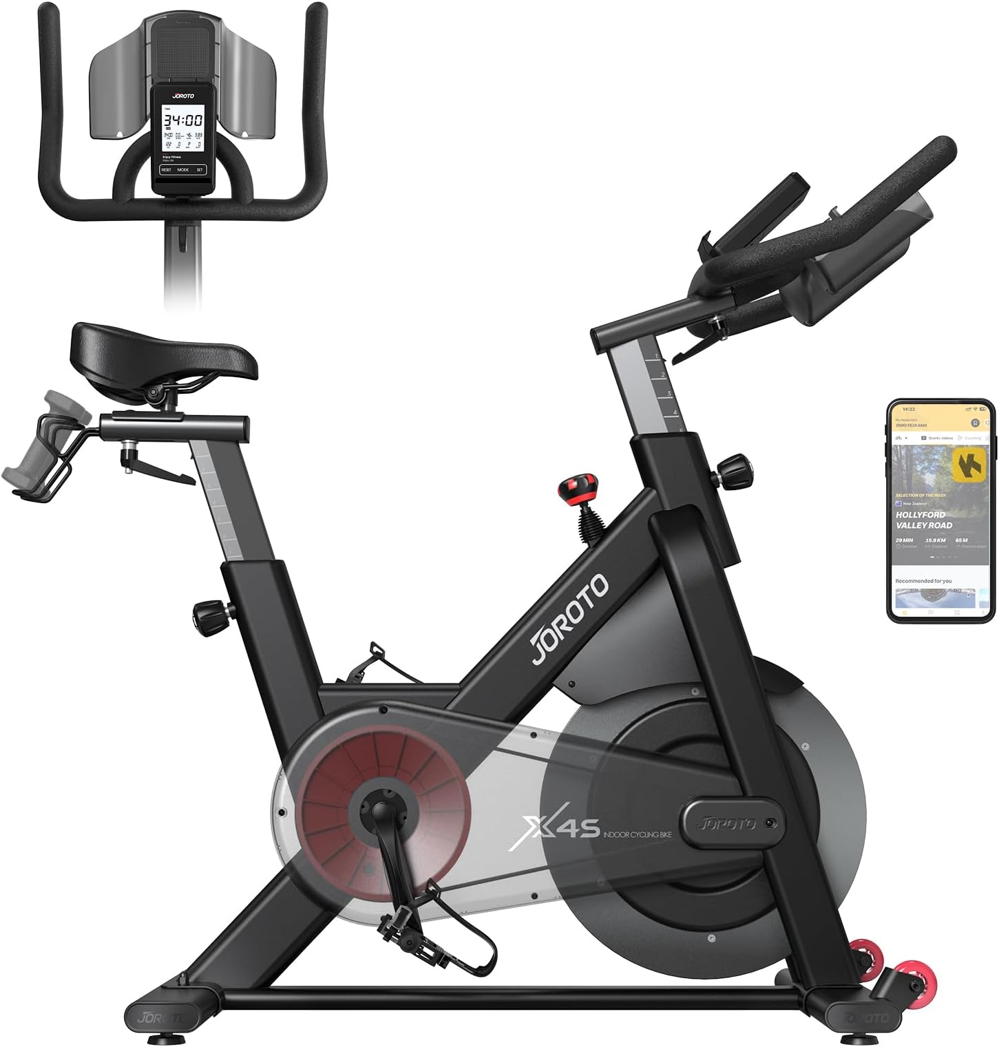 X4S Bluetooth Exercise Bike, Indoor Cycling Bike with Magnetic Resistance & Belt Drive, 352LBS Capacity Stationary Bike for Home Gym