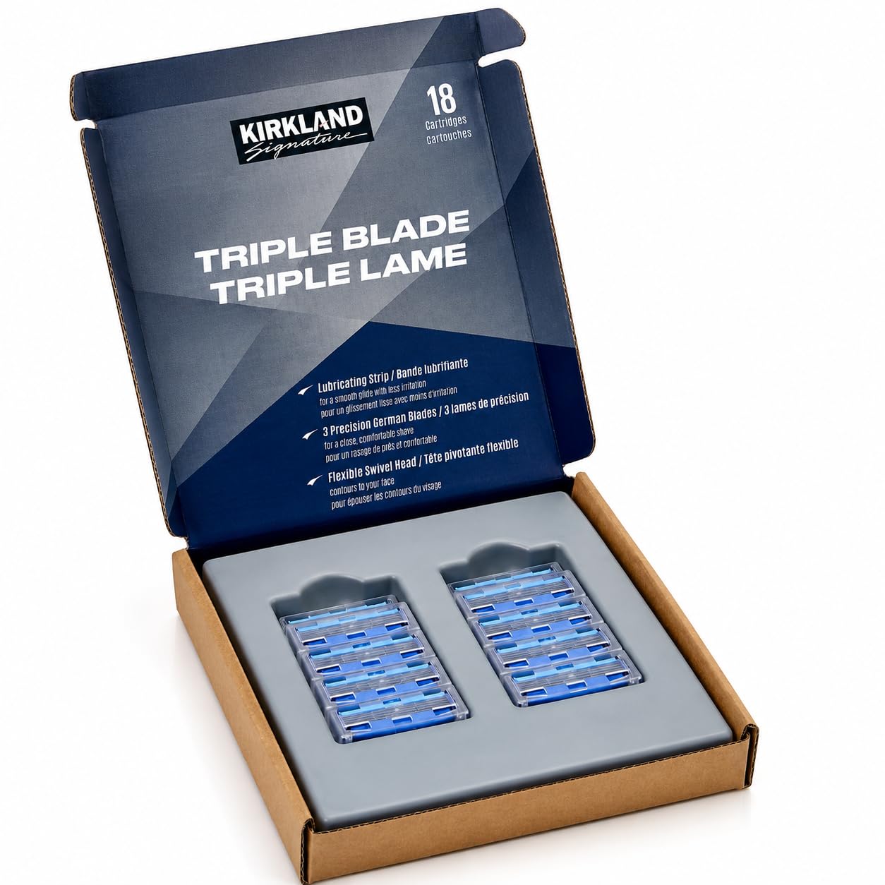 Kirkland Signature Triple Blade Refill Cartridges, 18-count, 18 Count (Pack of 1), 18.0 Count 1 Count (Pack of 18)