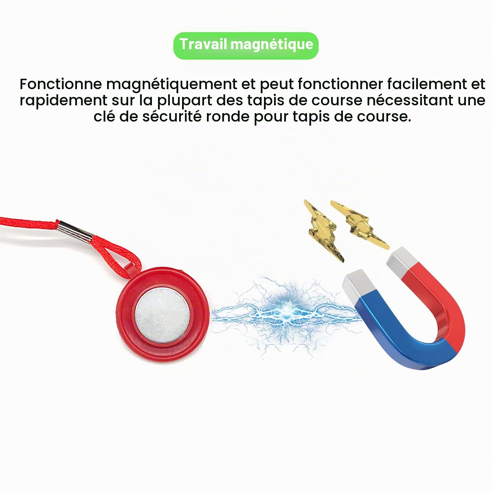AIHIHE Clé de sécurité magnétique pour tapis de course, interrupteur de sécurité pour la plupart des tapis de course