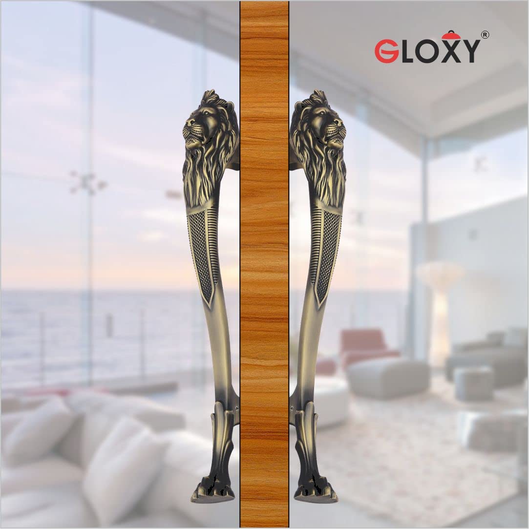 GLOXY ENTERPRISE Lion Shape Curved Main Door Handle Decorative Push & Pull Door Handle Knocker with Vintage Antique Classy Look for Glass and Wooden Door - antiq - (Size - 200mm) Pull Handle — Amazon image 8