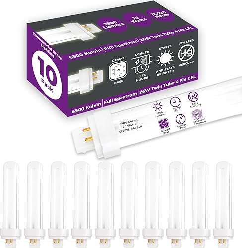 Miniatura 52 de GoodBulb Bombillas CFL de 18 W, 4 pines GX24Q-2, base 4100K, blanco frío, 18 W, alto rendimiento, 1200 lúmenes, triple tubo, bombillas fluorescentes
