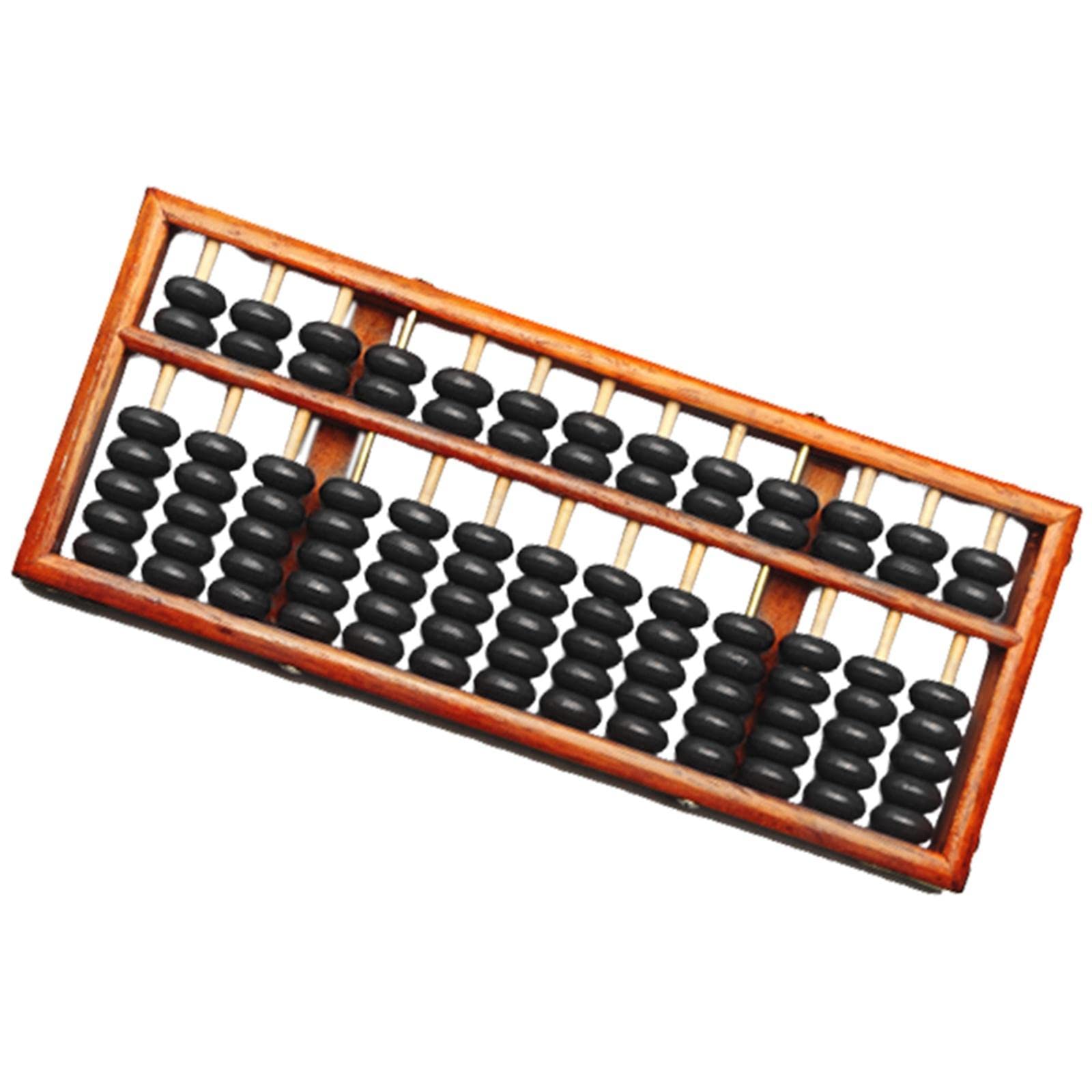13 Digits Rods Chinese Wood Bead Arithmetic Abacus Black Beads