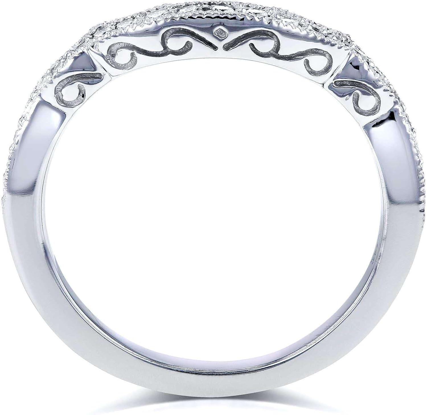 Kobelli 1/5 Carat TDW Diamond Milgrain Contour Wedding Ring in 14k White Gold