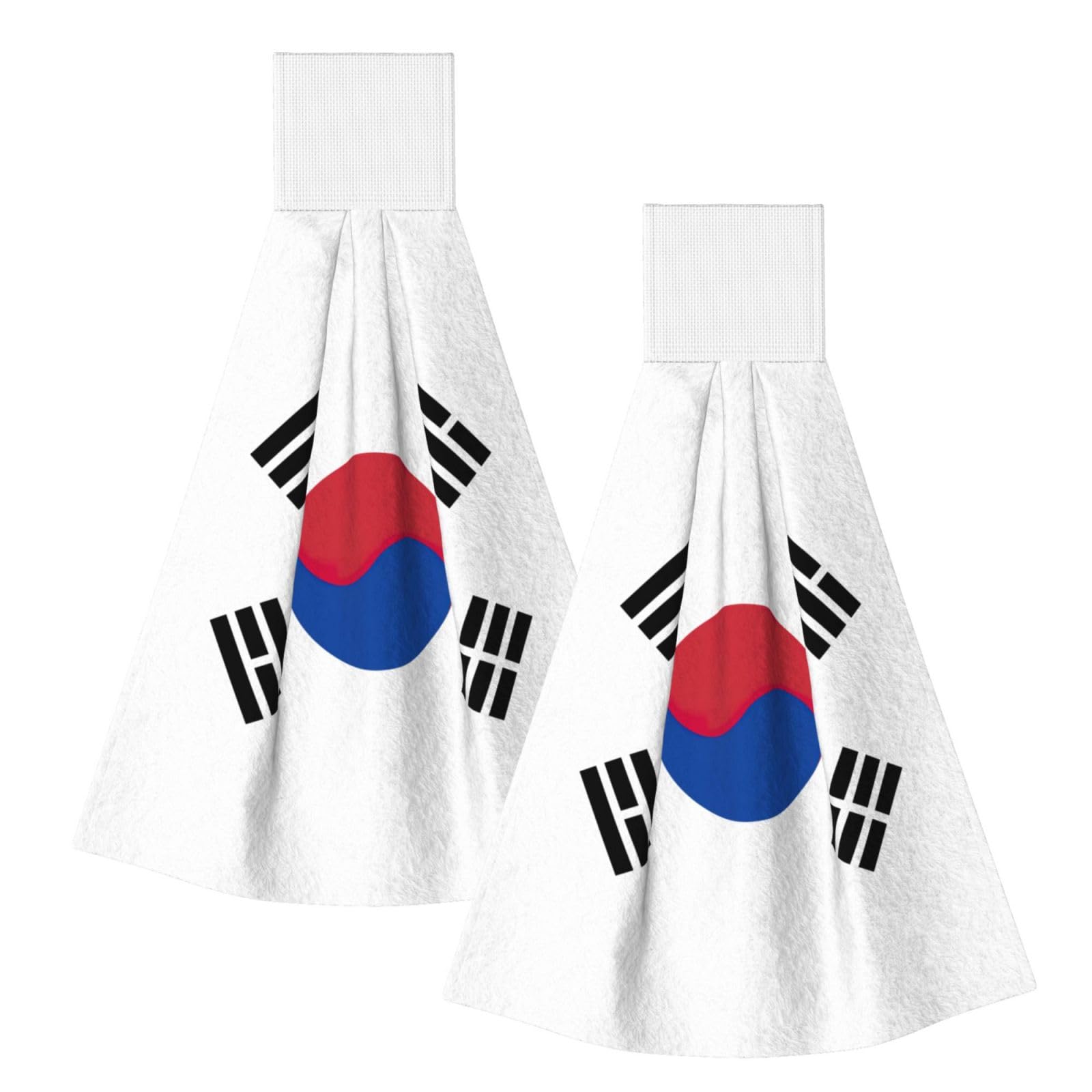 DUWAA Flag Of Republic Of Korea Print Hanging Hand Towel Quick Dry Bathroom Towel Soft Kitchen Towel
