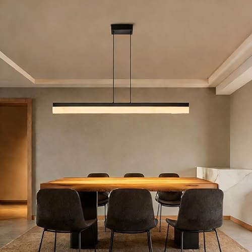 Miniatura 2 de Lámpara Colgante Lineal Moderna Regulable LED Candelabro Negro Minimalista Luminaria para Isla de Cocina con Cable Ajustable para Comedor Bar Mesa