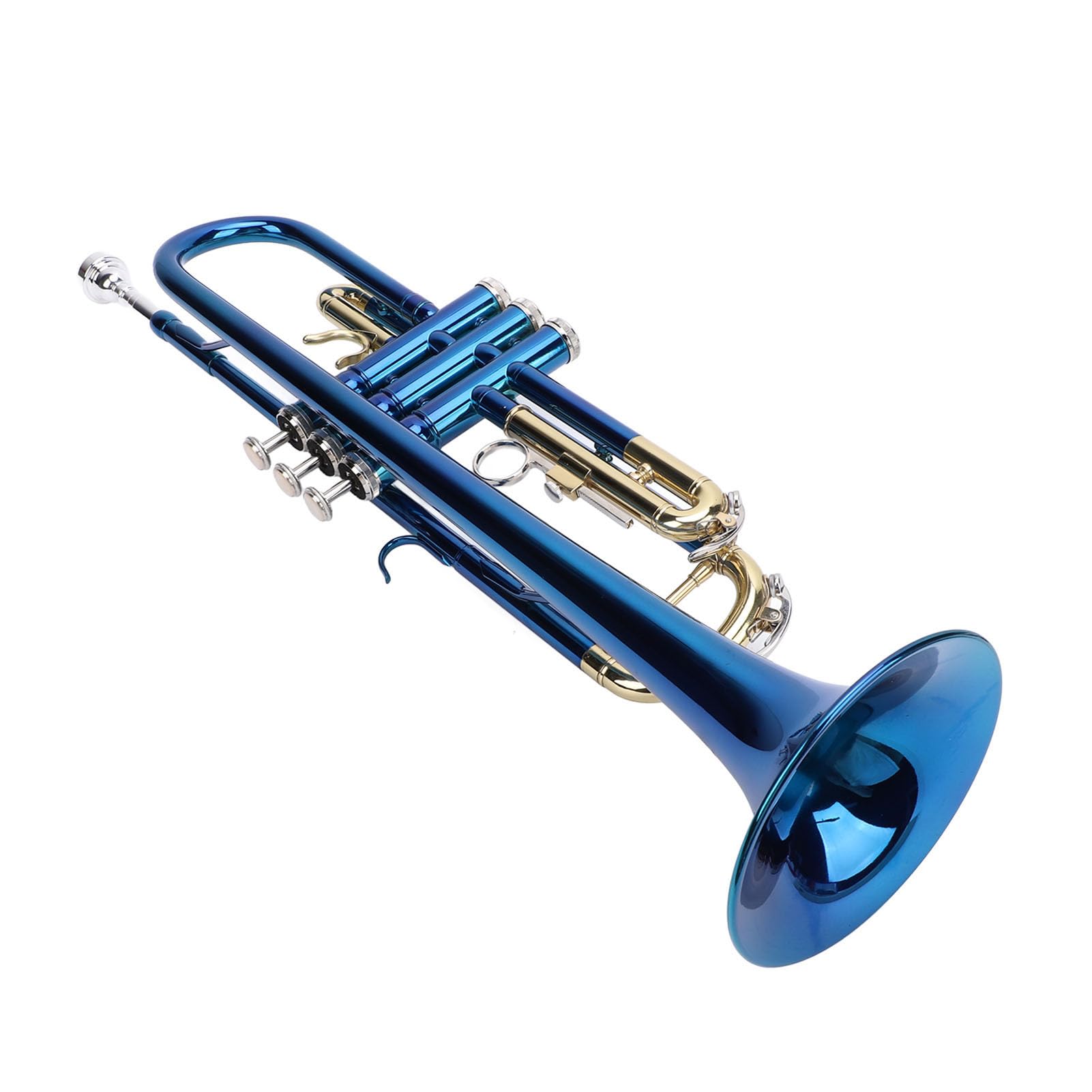 Tromba, Tromba per Prestazioni Professionali Eccellente qualità del Suono Tromba Standard in Sib Colore Blu Tasti in Rame Dorato Tromba per Principianti con Bocchino Comodo per