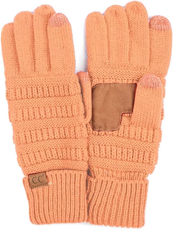 ScarvesMe 2pc Color Trendy Warm Chunky Soft Stretch Cable Knit Beanie with Perfect Matching Gloves Set