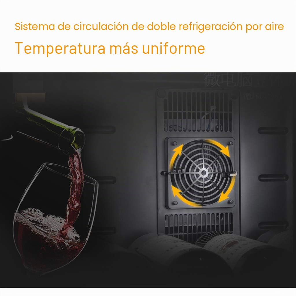 Vinoteca Electrónico, Frigorifico de Vino Tinto y Blanco, Nevera Vino de Bar Pequeño de 8 Botellas, Control Digital, Puerta de Vidrio, Mini Refrigerador de Mostrador,Horizontal