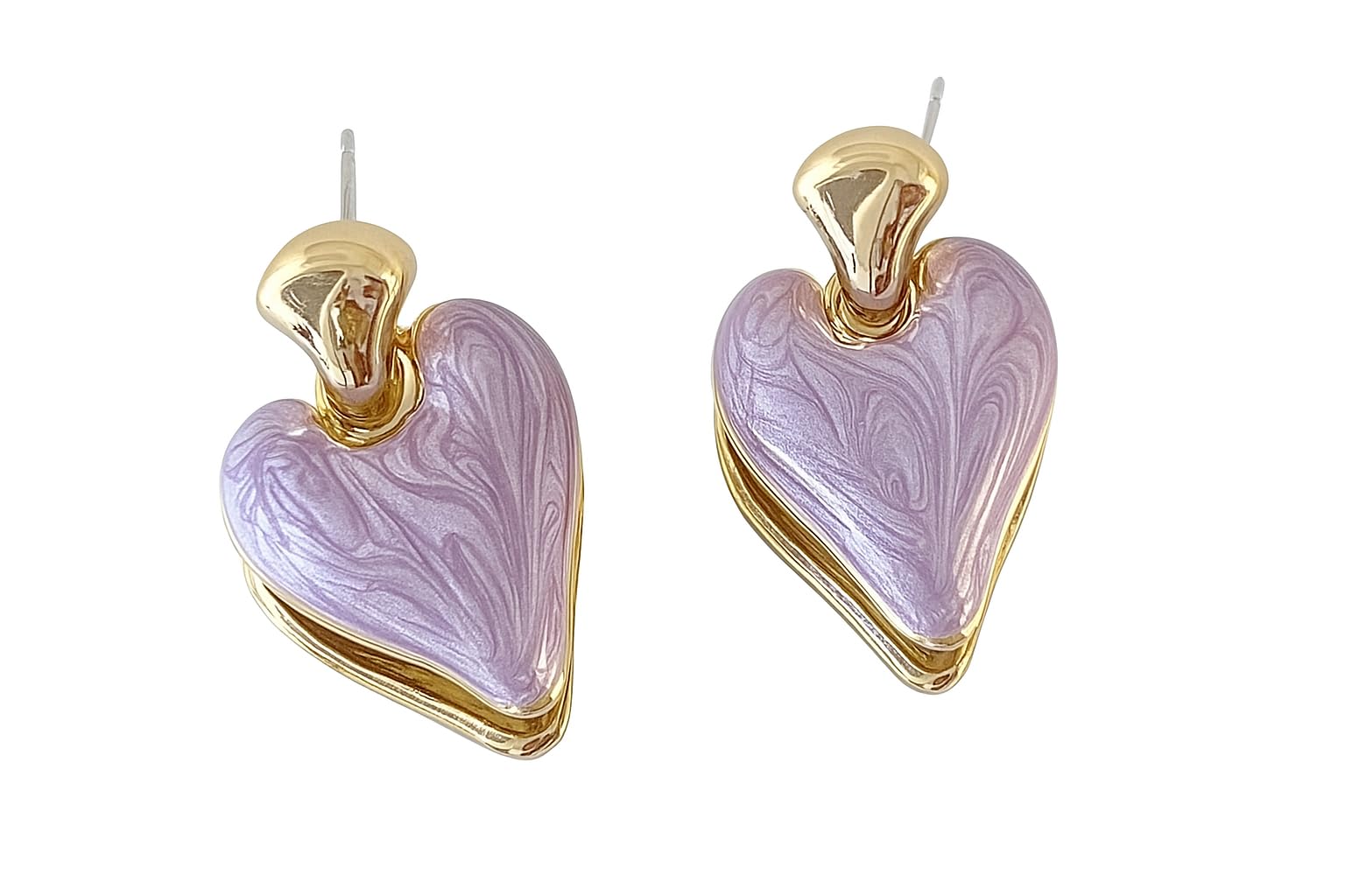 Trendy Heart Earrings for Women & Girls | Elegant Lightweight Drop Earrings | Stylish Enamel Heart Design Jewelry | Casual Wear Fashion Accessories-image-5
