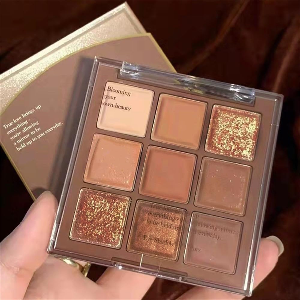 Go Ho 9 Colors Nude Eyeshadow Palette,Matte&Shimmer&Glitter Eyeshadow Makeup,Long Lasting Blendable Neutral Eye Look,Highly Pigmented Eye Shadow Powder,06