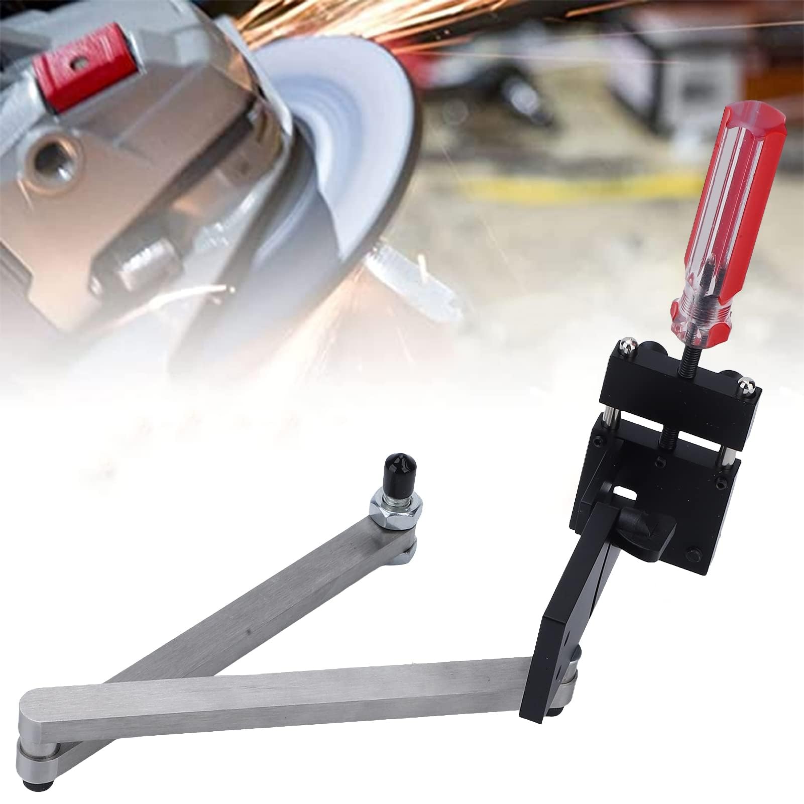 Afilador de cuchillas para cortacésped, herramienta de afilado de cuchillas para cortacésped ajustable de 15°-45°, kit de herramientas de soporte equilibrador de afilado portátil profesional