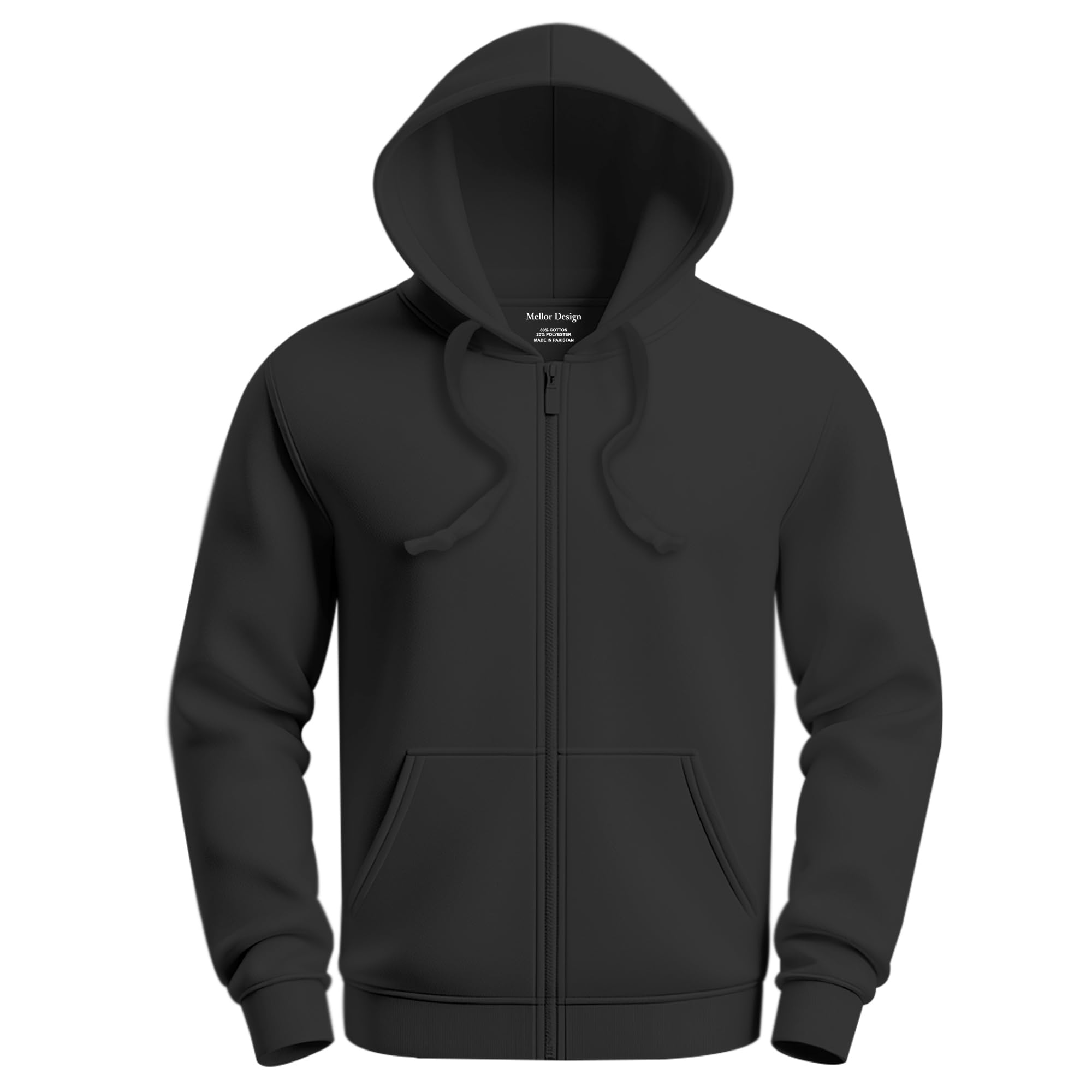 Plain Zipper Hoodie Hooded Top Unisex Mens Ladies Hooded Sweatshirts Black