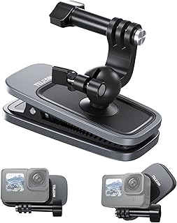TELESIN Magnetic Backpack Strap Clip Mount for GoPro Hero 11, 10, 9, 8, 7, 6, Insta360 ONER, DJI OSMO Action 3, YI, with 360° Rotational, Quick Release Clamp Body Cam Holder, Action Camera Accessories