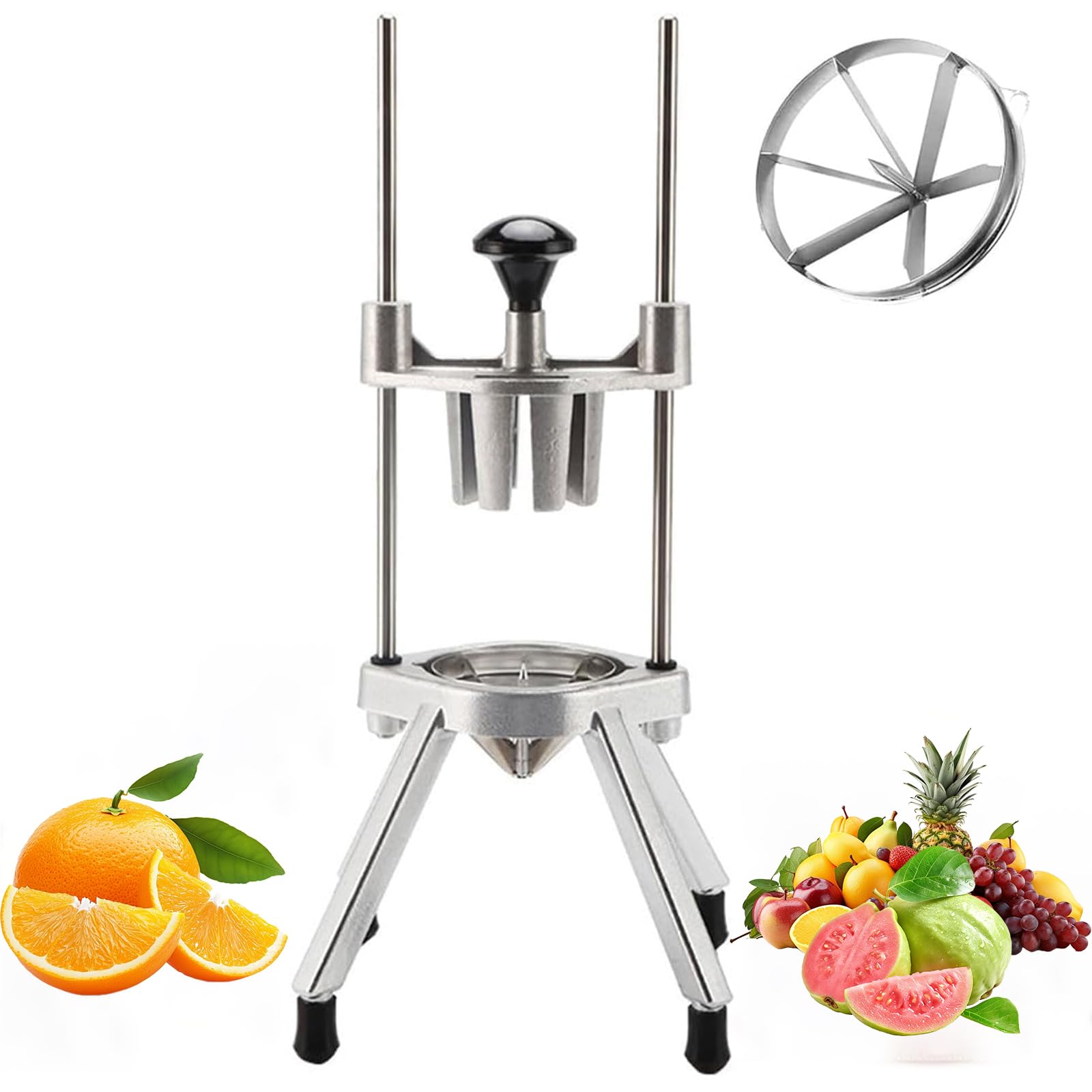 Cortador Comercial De Frutas En Gajos, Rebanadora Manual De Acero Inoxidable Para Limones Y Limas, Divisor Resistente De Manzanas Y Verduras De 4/6/8/12 Secciones, Cortadora Profesional De Al 4-Wedge