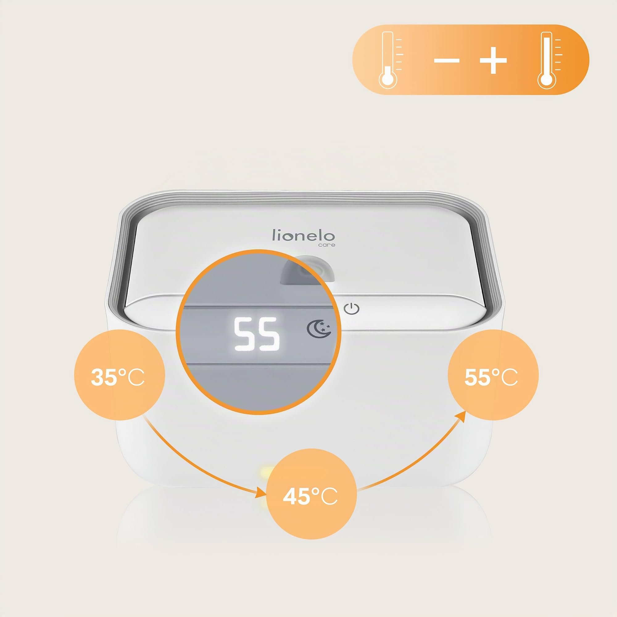 LIONELO BabyBliss Scaldasalviette per Neonati con Pannello Touch, Senza BPA | 3 Livelli di Temperatura, Luce Notturna, per Salviette Umidificate Lavabili