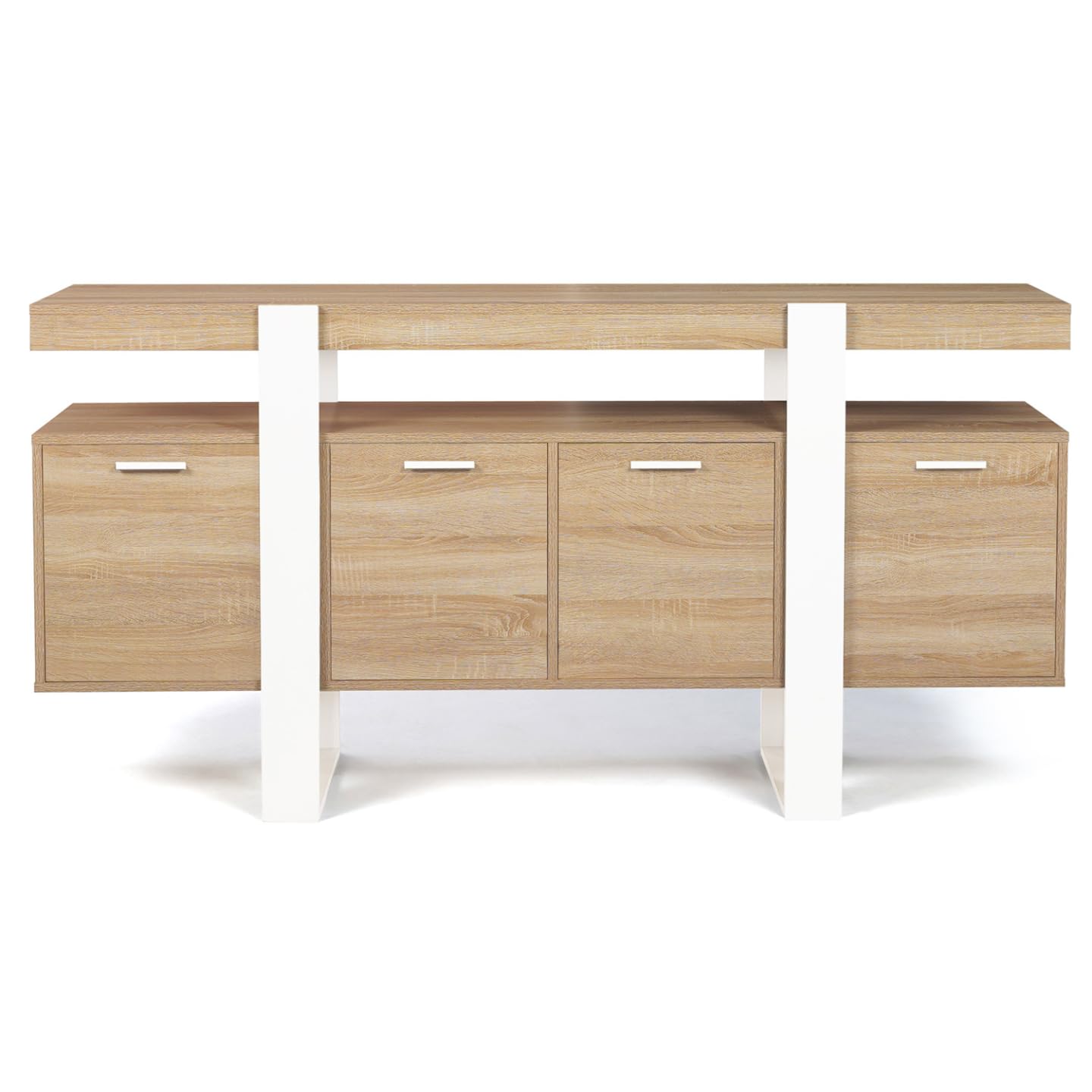 IDMarket - Buffet 160 cm Phoenix XXL 4 Portes Bois et Blanc
