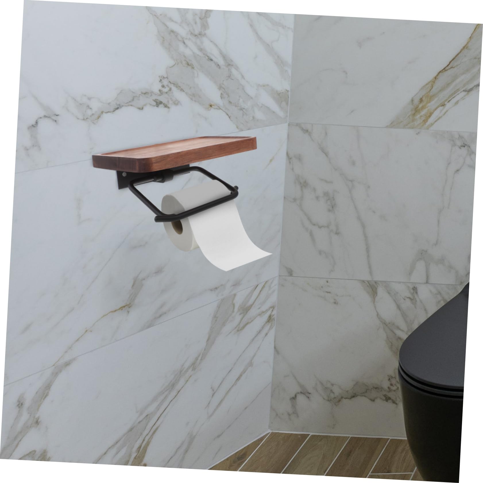 Portarotolo Bagno senza Fori Marrone 20cm con 2 Aste