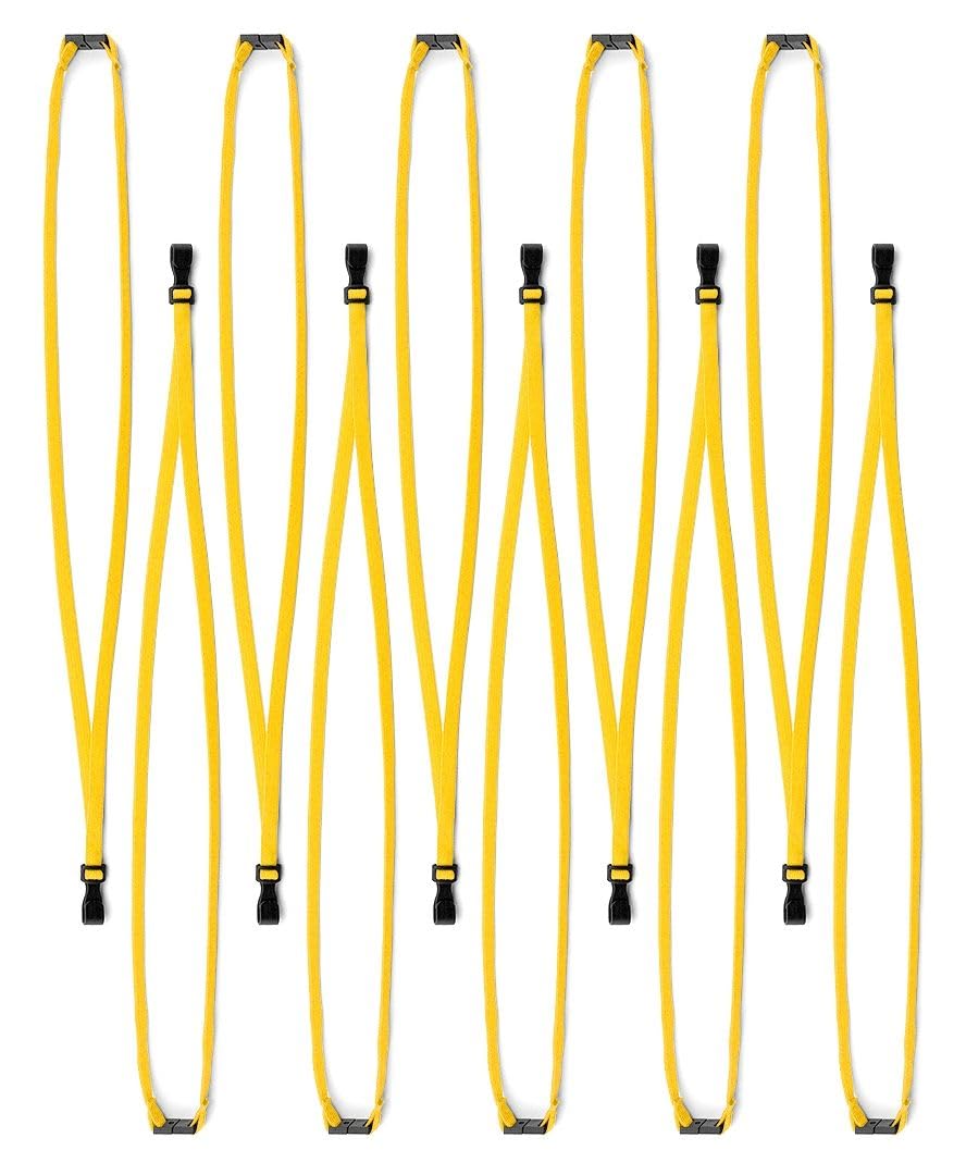 Lanyards Tomorrow Girls Yellow Pack Of 100 Breakaway Lanyards With Plastic J-Hook Clips Plain Coloured - By Lanyardstomorrow Neck Strap For Key Name Tag Badge Pass Card Holders Bulk Lanyard Id Supplies