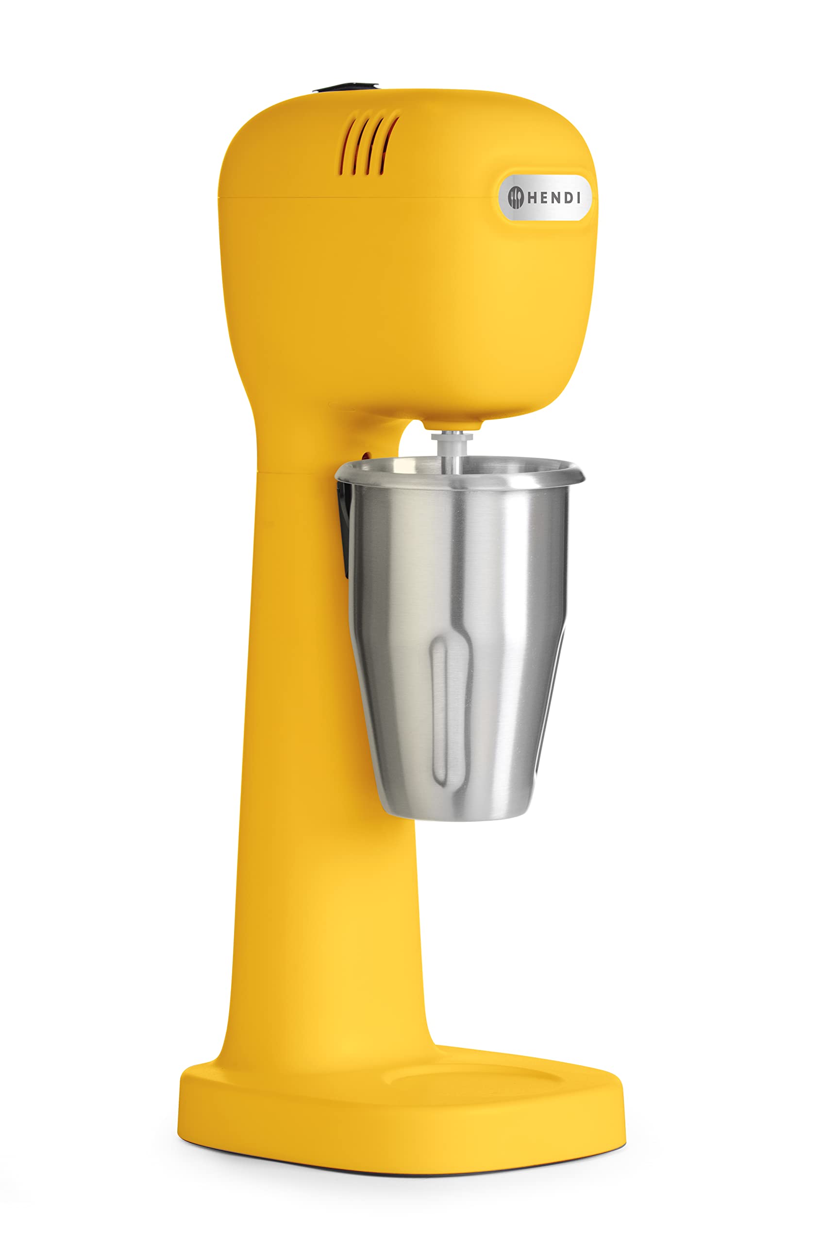 HENDI Mixeur Professionnel de Boissons, sans BPA, Aérateur de Boissons Légères, Frappés, Cappuccinos Glacés, 1 Gobelet et 4 Agitateurs Inclus, 230V/400W, 170x196x(H)490mm, Jaune