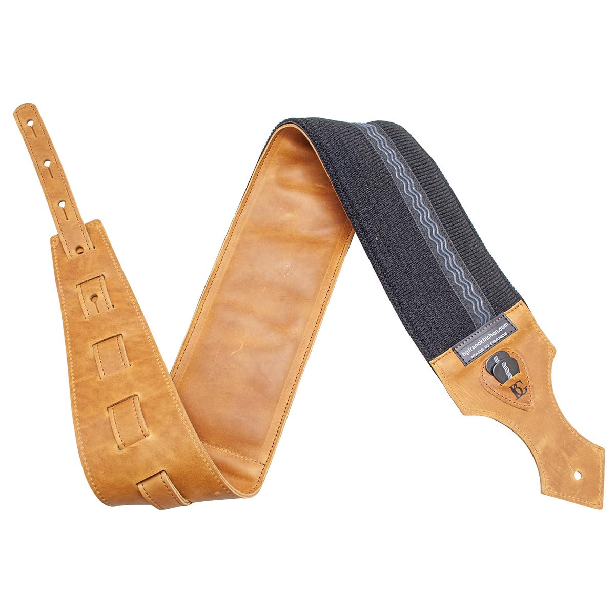 BG Sangle Vintage XL - GLVXL16 - Camel pour Guitare Basse et Électrique, Épaule, 11 cm de Largeur, 95-145 cm de Longueur, Cuir, Laine Polaire, Coton Éponge, Antiglisse, 15 mm d'Épaisseur