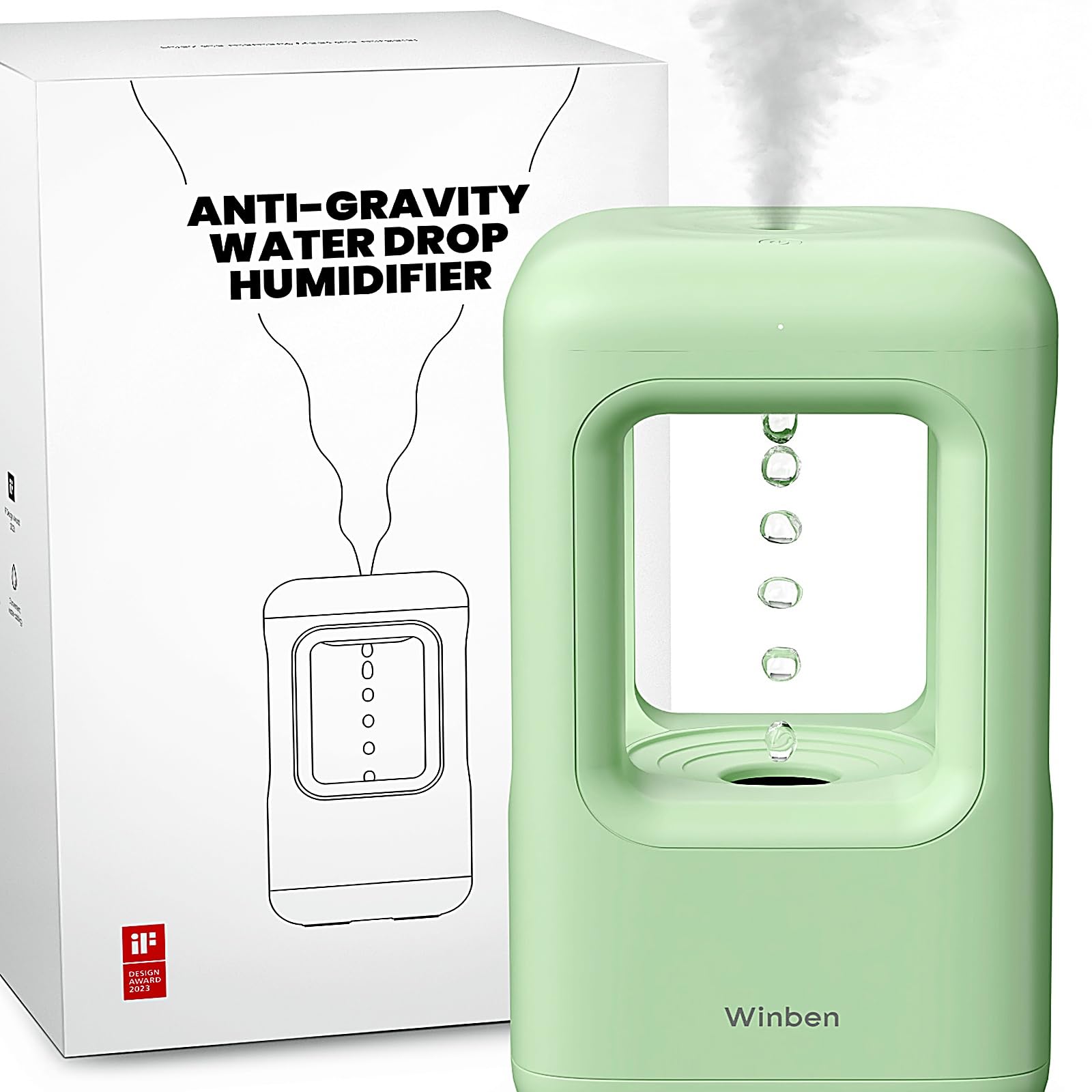 Photo 1 of 0.6L Mini Anti-Gravity Humidifier, Visual Floating Water Drop Cool Mist Humidifier for Bedroom, Desk & Indoor Plants, Quiet 36dB Night Light, Auto Shut-Off, Unique Gift Idea