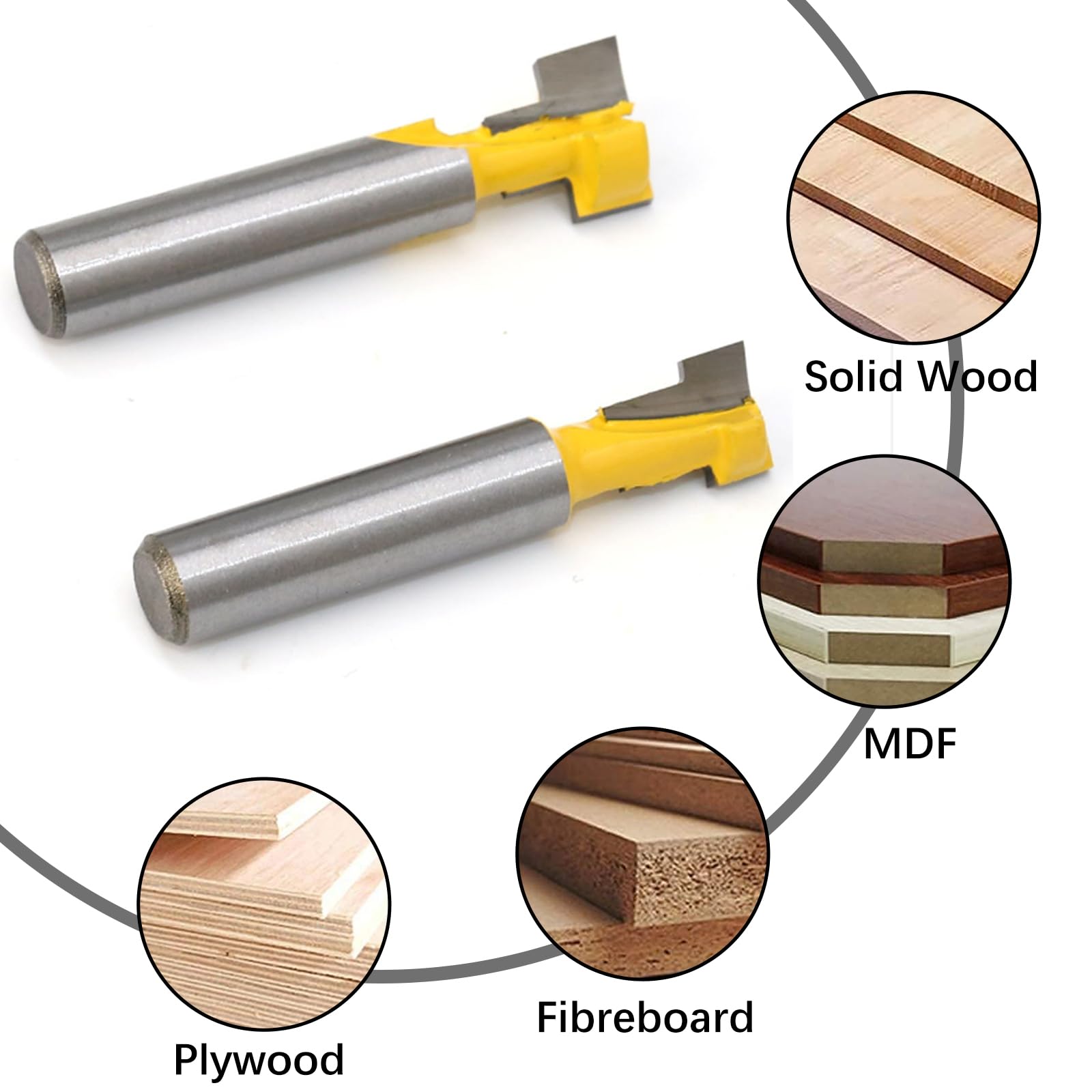 2 Pezzi T-Slot Track Fresa,Fresa a T con Gambo,T-scanalatura Dello Stinco Legno Cutter Router Bit,per utensile Per la Lavorazione del Legno