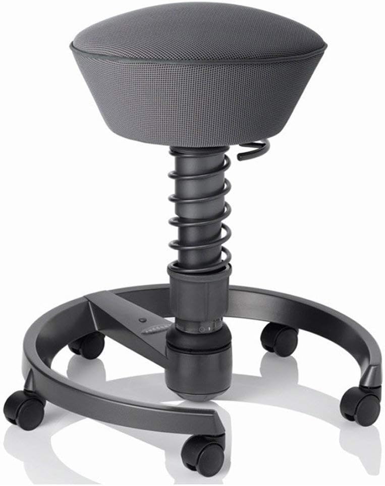 Swopper Air Motion Chair - Ultimate Ergonomic Comfort - Adjustable Height, Tilt and Bounce - Strengthens Back and Muscles - Deeper Breathing - Stone Grey with Wheels