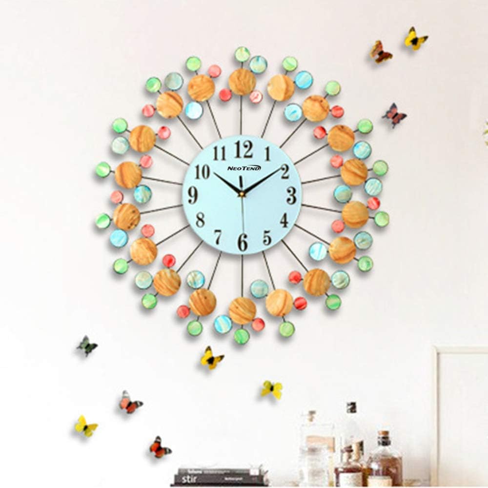 NEOTEND 3D Wall Clock Natural Seashells Decorative Silent Large Clock Diameter 23.6" Style 1