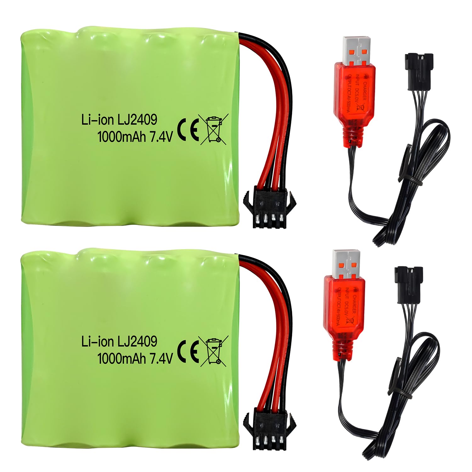 2 Batterie 7.4V 1000mAh SM-4P Con Cavo USB Per Auto RC DE36W DE65 NO.1809 – Modellismo Fuoristrada