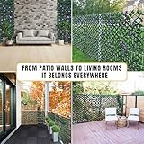 Expanding Trellis With Artificial Leaves & Purple Flowers - Extendable up to 282x30cm (9.3× 1.0ft), Decorative Garden Privacy Screen - Ficus Leaf Artificial Hedge Screening Panel for Balcony, Fence - Image 9