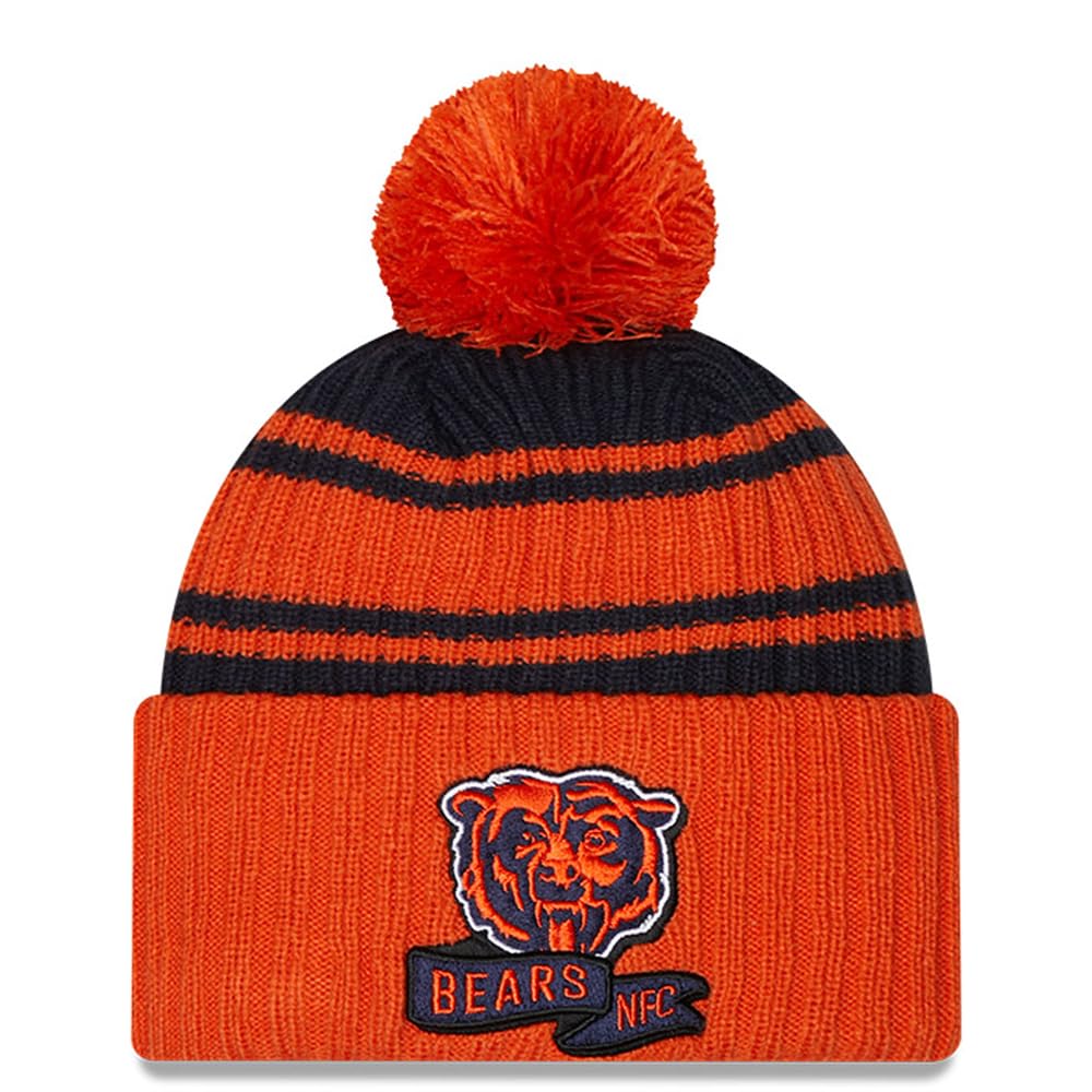 New Era Chicago Bears NFL 2022 Sideline Sport Knit Orange Blue Beanie - One-Size