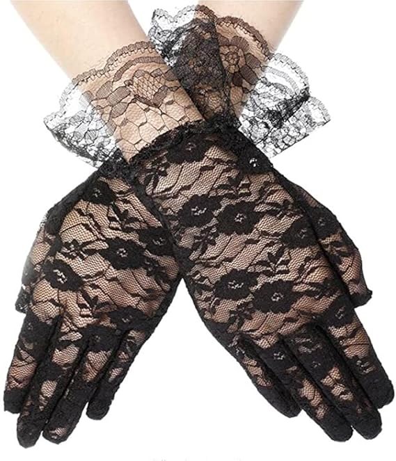 Ladies Lace Gloves Elegant Short Gloves Party Vintage Sheer Lace Wrist