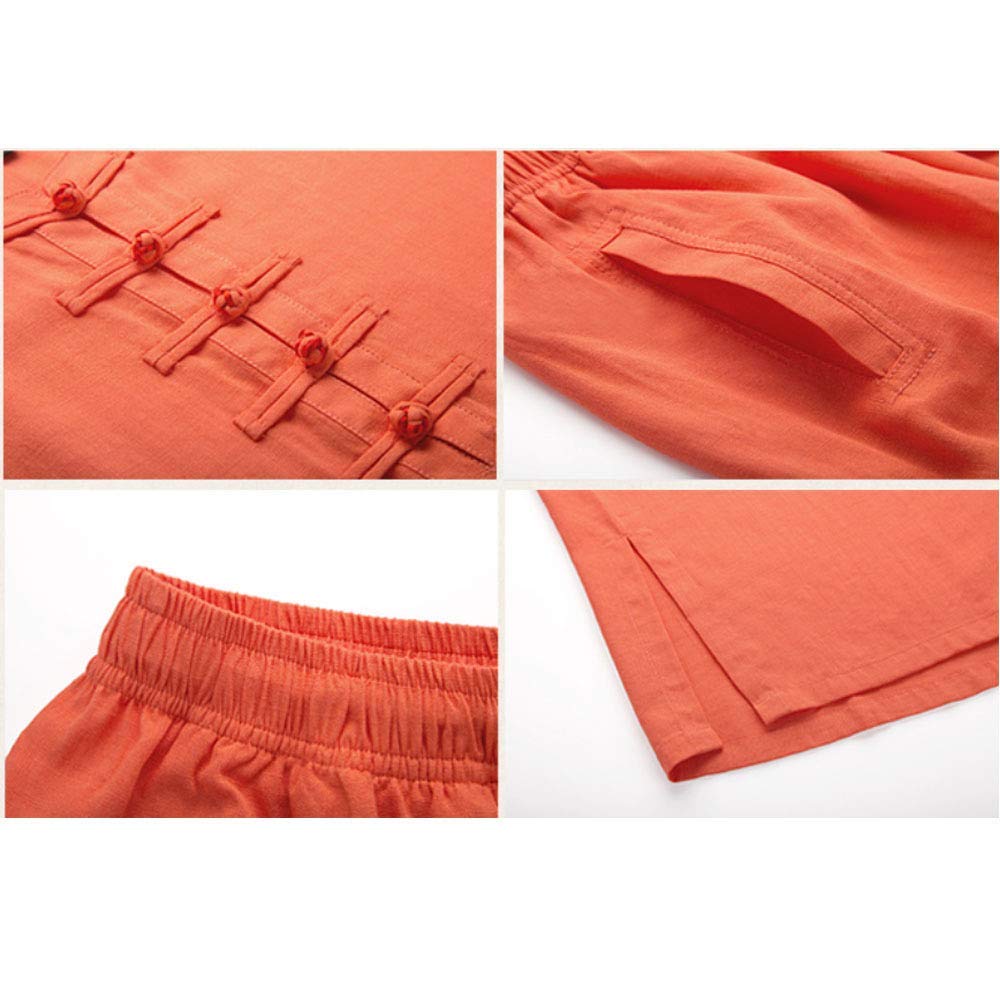 Tai Chi Anzug Kleidung Unisex Uniformen Kung Fu Kampfsport Sets Wing Chun Kostüme Qi Gong Shaolin,Orange-L (Pink S)