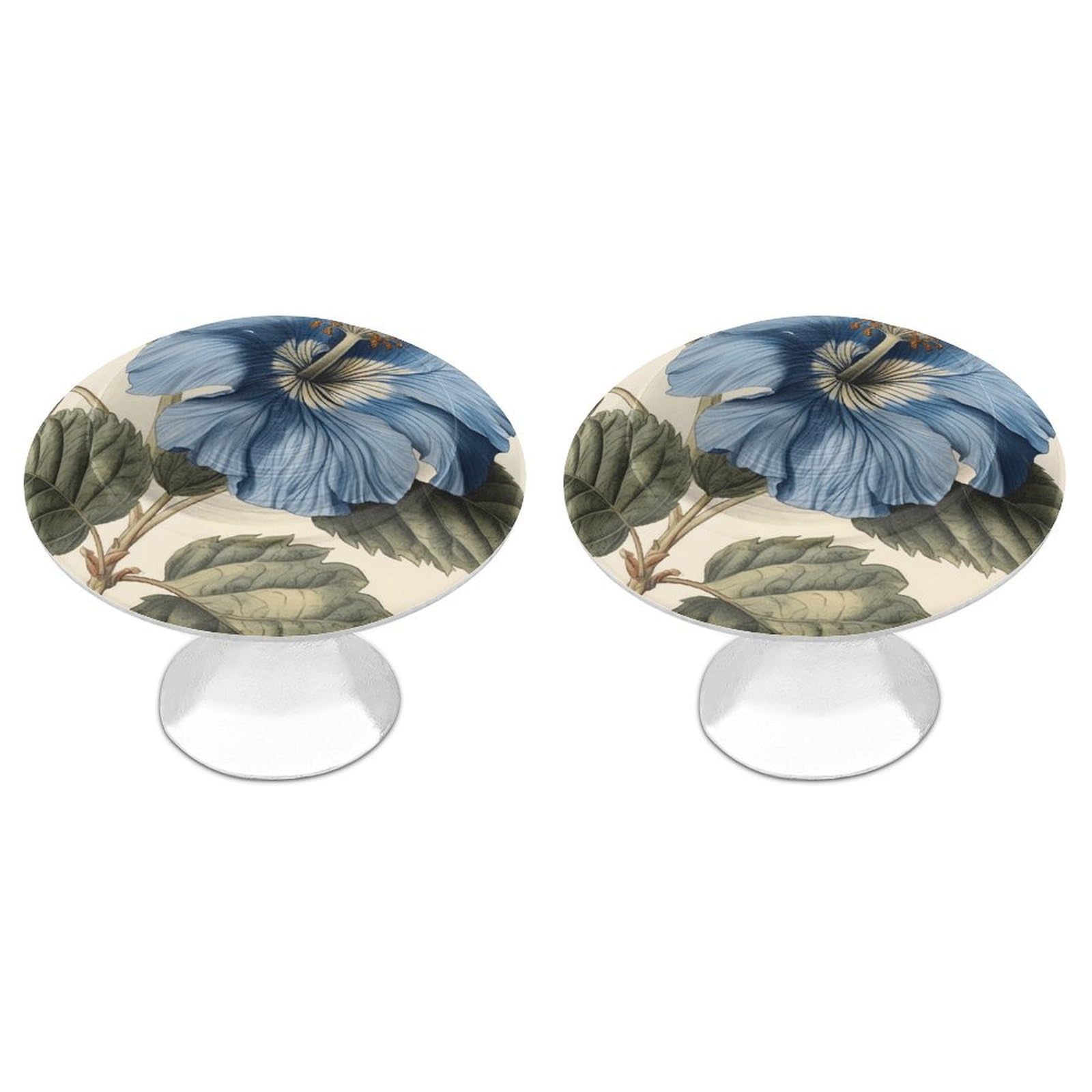Btcowzrv Style Hibiscus Flower Art 2 Pack Cabinet Knobs Drawer Pulls