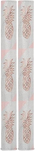 Cubiertas de manija de puerta de refrigerador de piña de oro rosa con textura geométrica rosa, guantes para microondas, lavavajillas, nevera,