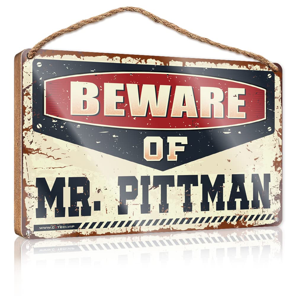 FZFN Farmhouse Door Decor Beware Of Mr. Pittman Wooden Sign Summer Decorations For Home Summer Decorations For(20X30CM)