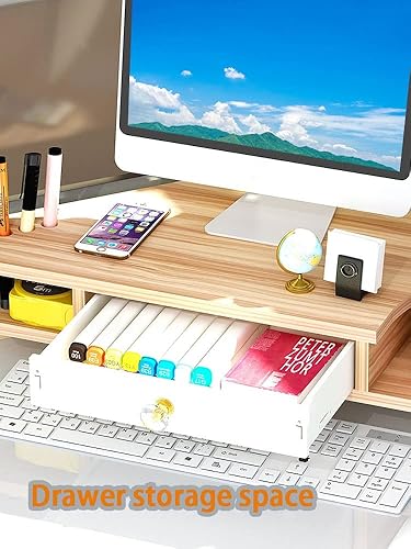 Miniatura 6 de Triángulo Monitor Stand Riser, Corte Triángulo Ahorre Espacio Esquina de Escritorio, Estante de esquina de escritorio con cajones Soporte de