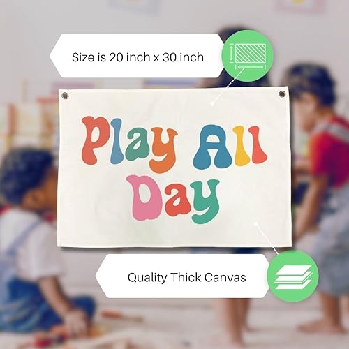 Miniatura 3 de Decoración de pared para sala de juegos para niños, cartel de lona para sala de juegos para niños pequeños