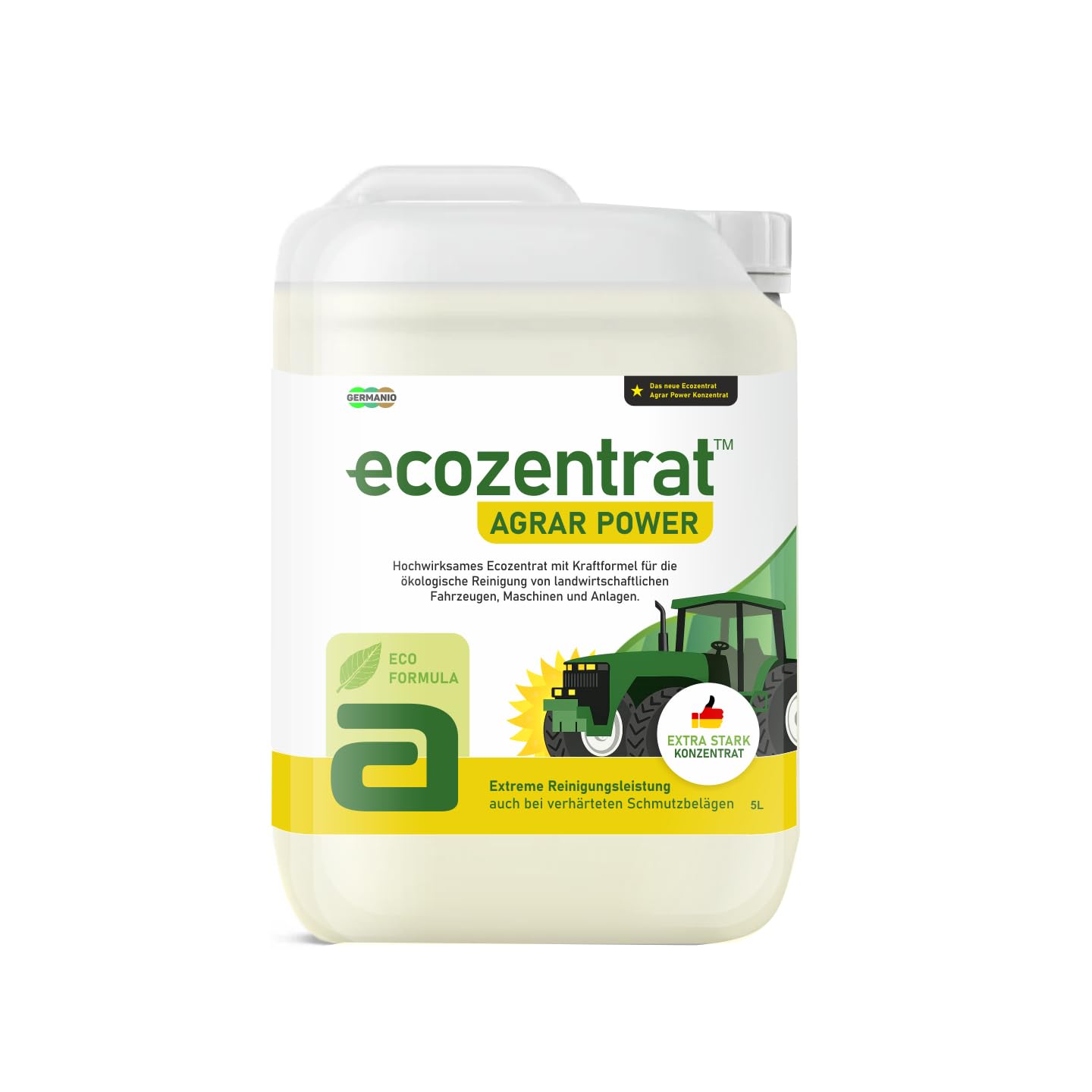 Ecozentrat™ AgrarPower Landmaschinenreiniger Konzentrat | Entfernt Schmutz & Hartnäckige Rückstände | Lackschonend | Für Hochdruckreiniger | Extrem Ergiebig | Eco-Formel