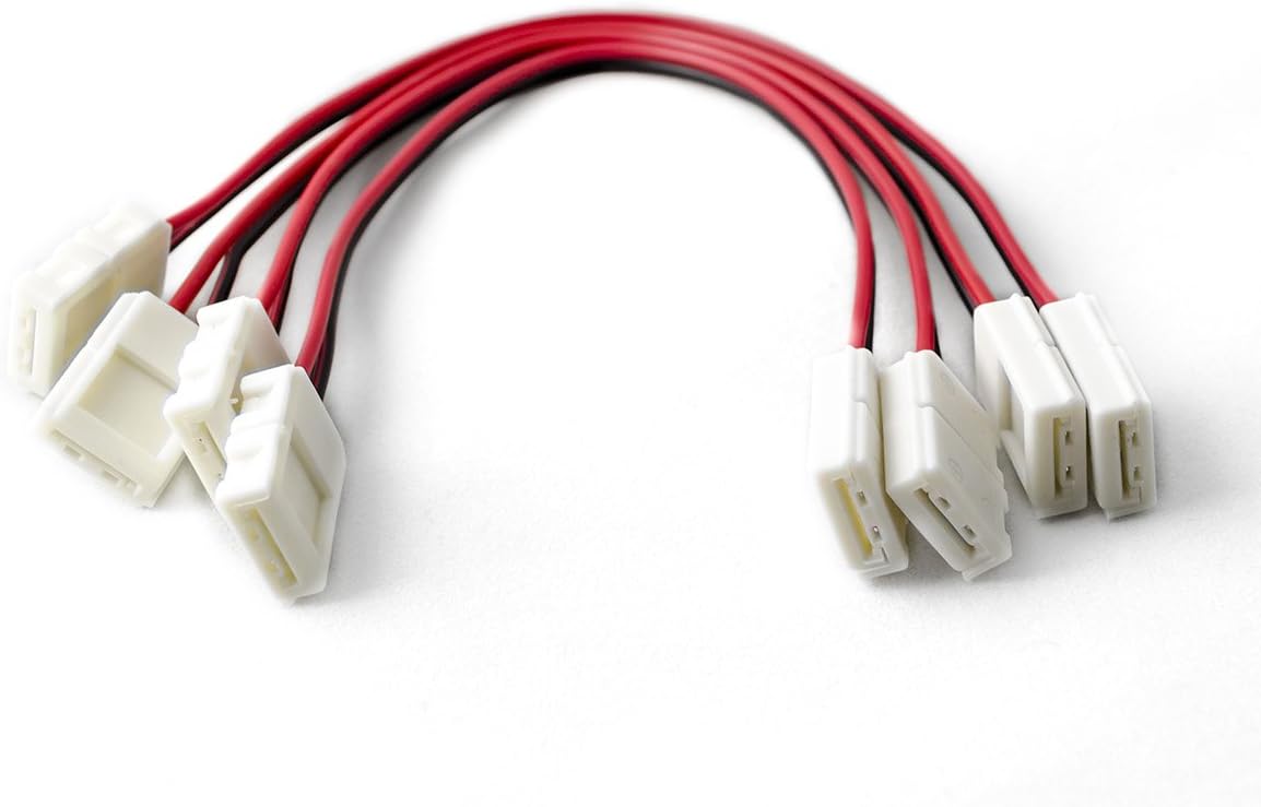HitLights LED Light Strip Connector, 8mm Single Color 3528-6 Inch Any Angle Strip to Strip, 4 Pack