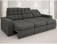 Sofá 3 Lugares Assento Retrátil e Reclinável Jobim-legacy Sofas - Cinza