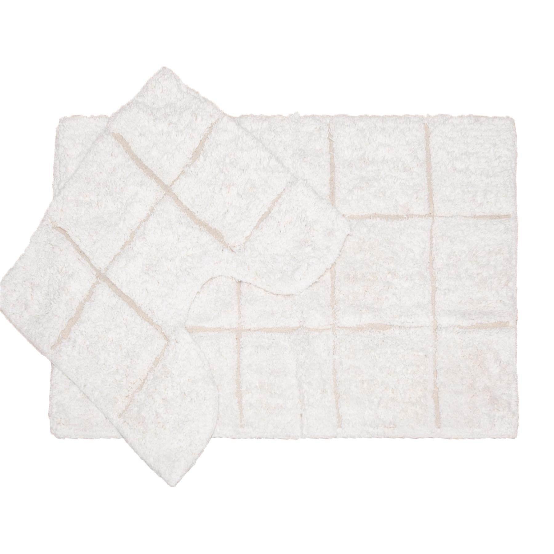 ED 2pc Bath Mat Set 100% Cotton Non-Slip Spray Pedestal & Floor Bathroom Rugs For Safe and Hygienic Bathroom [White]