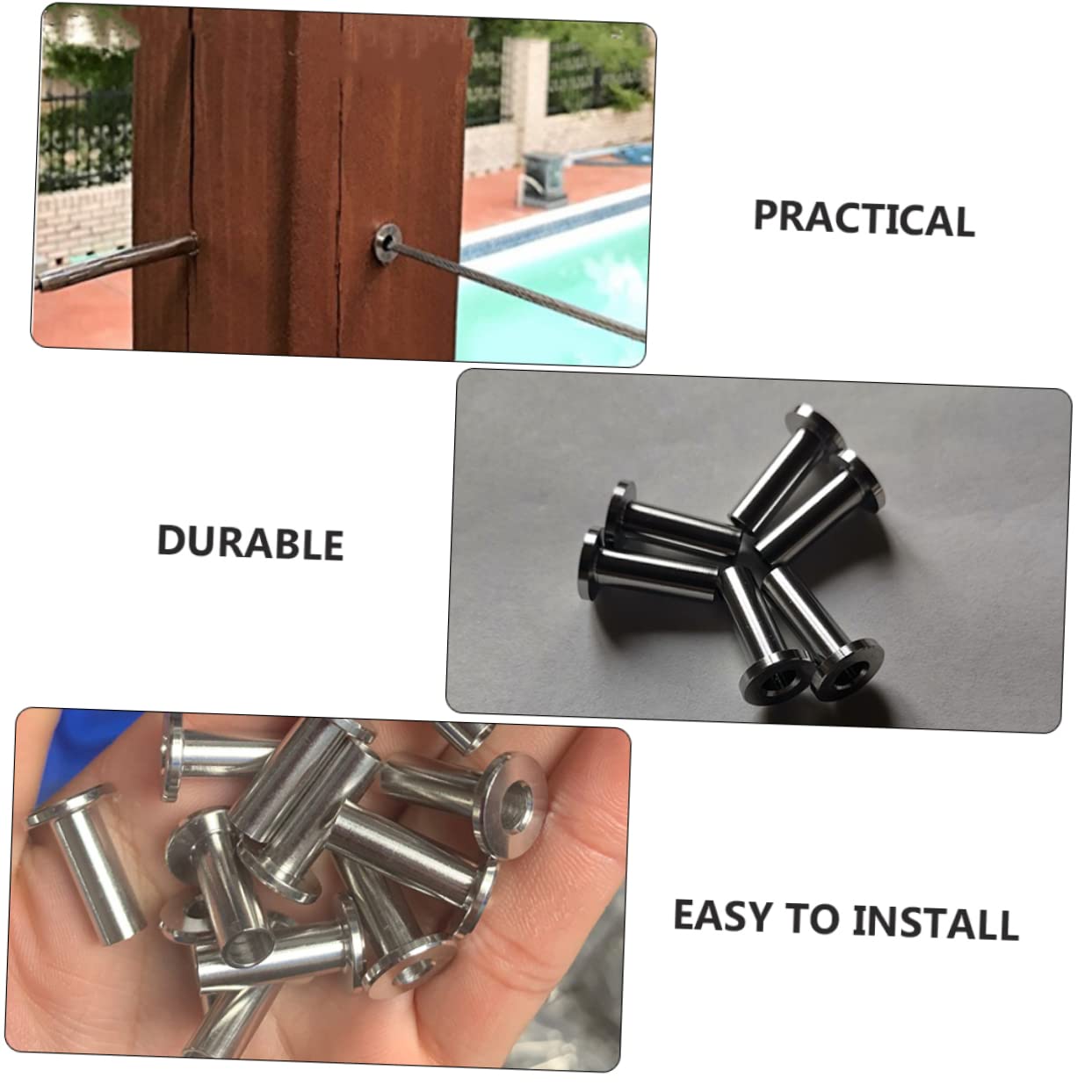 50pcs DIY Wire Rope Protector Sleeves Stainless Steel Cable Railing Kit Easy Installation Cable Railing Protector