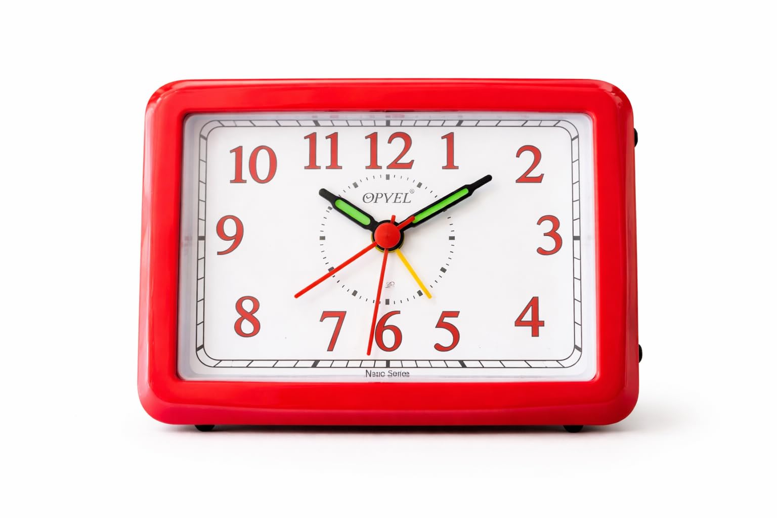 Medium Size Rectangular Analog Alarm Table Clock, Unbreakable ABS Body, Loud Alarm, Quartz Movement, Free AA Battery Included Desk & Bedside Clock (Nano Series)-image-30