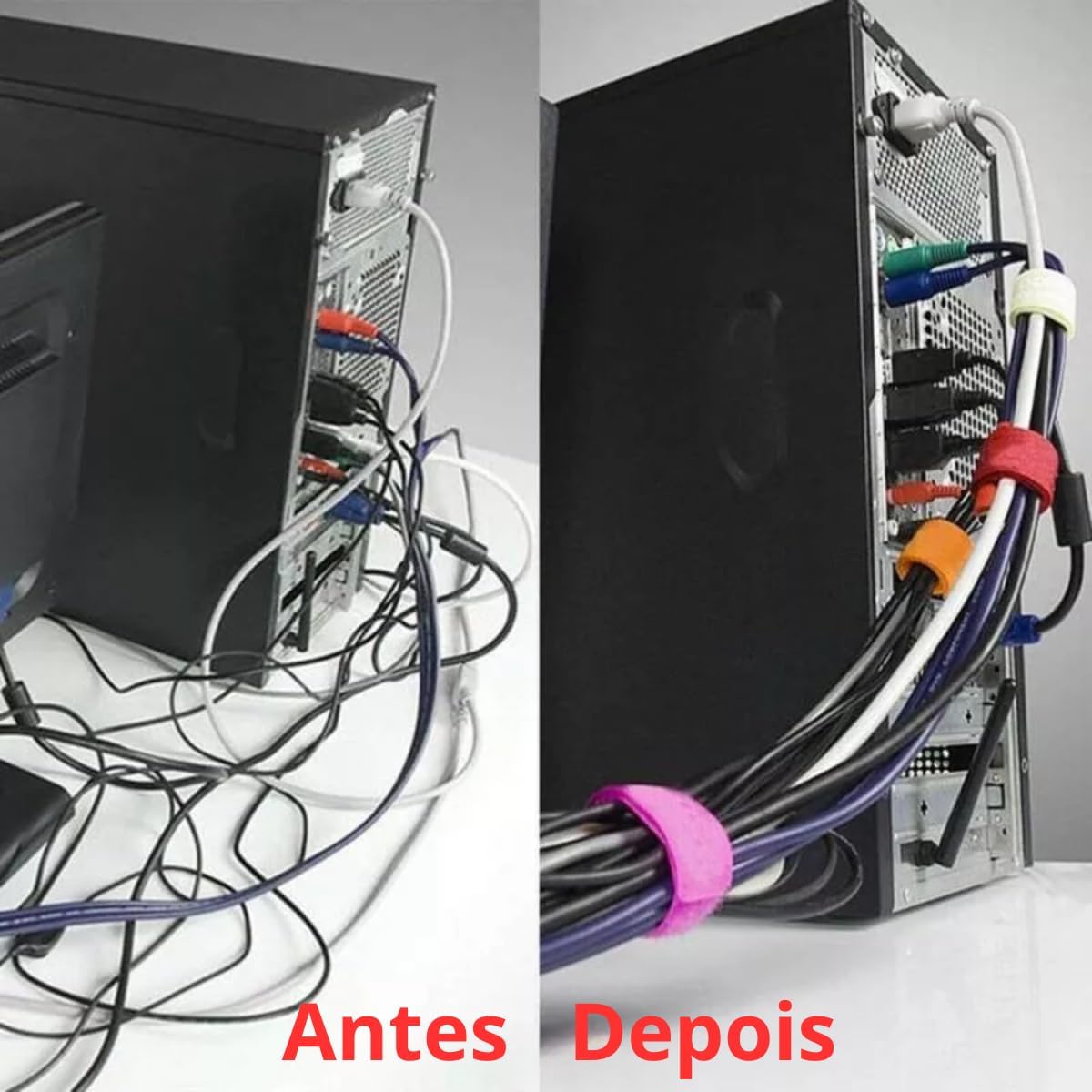 50PCS prendendo laços de cabo reutilizáveis, premium gravatas de cabo ajustáveis de 6 polegadas, cintas de gerenciamento de cabo de pano de microfibra gancho Loop Cord Organizer Wire Ties reutilizáveis (cores sortidas)