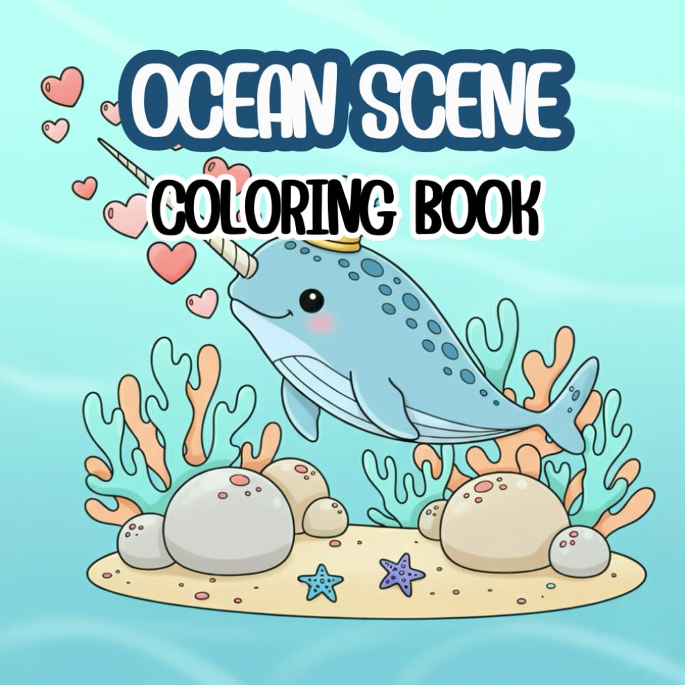 OCEAN SCENE Coloring Book: A Relaxing Journey Under the Sea: Beautiful Ocean Scenes for Mindful Coloring, Stress Relief, and Artistic Expression – Single-Sided Pages to Prevent Bleed-Through.