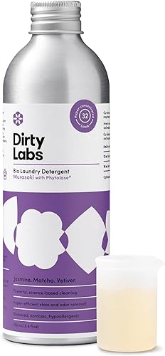 Dirty Labs Aroma Murasaki Detergente líquido para ropa bio enzima 32 cargas (8.6 onzas líquidas) Hiperconcentrado Alta eficiencia y lavado