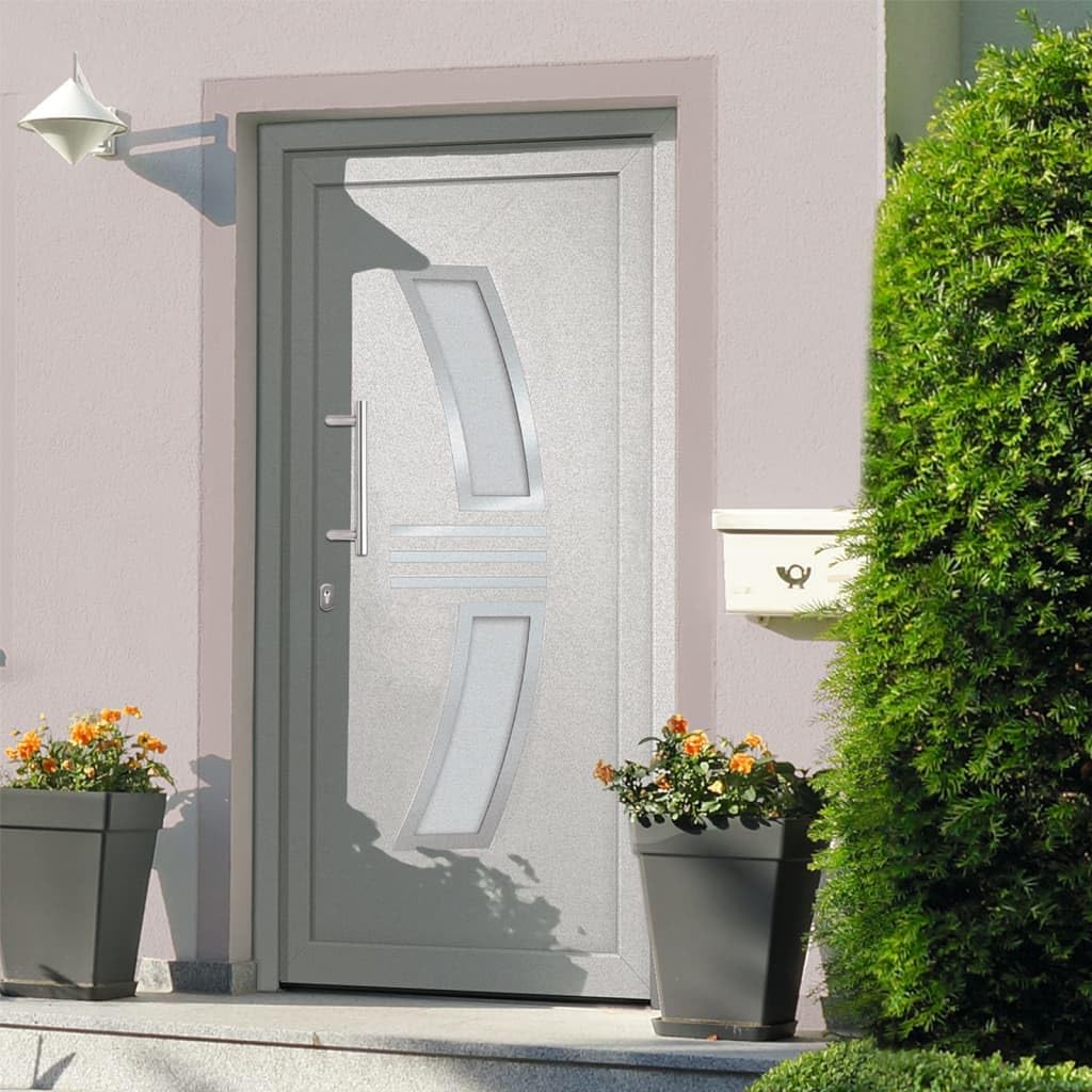 Gecheer Porta di Ingresso in PVC, Portoncino Esterno Blindato per Negozio, Balcone, Casa - Bianca 108x200 cm